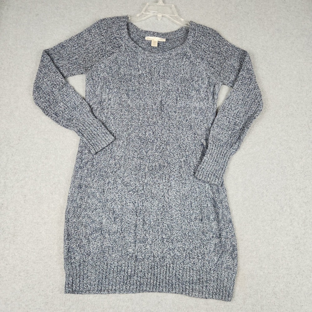 Kaisely Sweater Dress Womens Medium Blue Marled Knit Wool Long Sleeve Classic